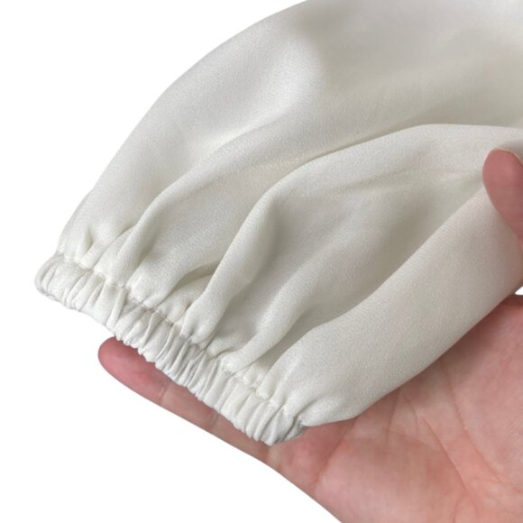 BOOHOO | White V-Neck Tie Front Crop Top Long Balloon Sleeves | Size 10 - Picture 4 of 9